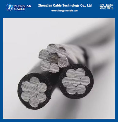 0.6/1kv Konduktor Aluminium / Aluminium Alloy Berisolasi XLPE 2*1/0+1/0 AAAC AWG Kabel ABC Kabel Listrik Bundel Udara Layanan Jatuh Triplex