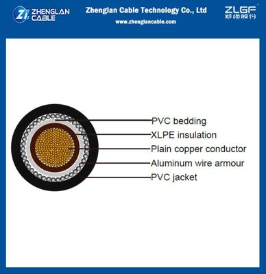 0.6/1kv CU/XLPE/PVC/AWA/PVC Low Voltage Power Cable Aluminium Wire Armour 1x630sqmm IEC60502-1