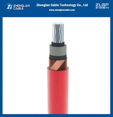 Kabel Daya Tegangan Menengah 8.7/15KV IEC 60502-2 AL/SC/XLPE/SC/CWS/PVC/CTS/PVC1x240/25mm2 Pelindung Kawat Tembaga + Pelindung Pita Tembaga Selubung Merah
