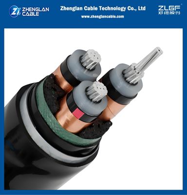 Kabel listrik aluminium Kabel tegangan menengah 8.7/15kv AL/XLPE/CTS/PVC/STA/PVC 3x70mm2 IEC 60502-2