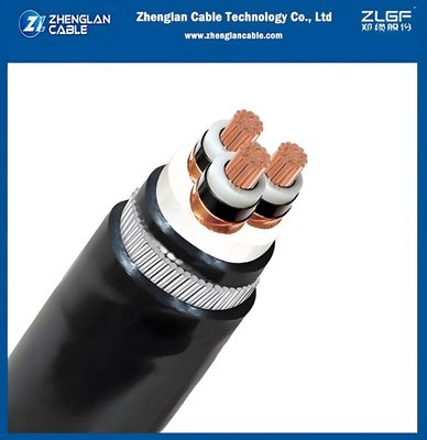 Kabel listrik 6.35/11kv 3 Inti 185mm2 CU/XLPE/CTS/PVC/SWA/PVC Kabel IEC 60502-2 kabel tembaga xlpe kawat baja terisolasi pelindung PVC