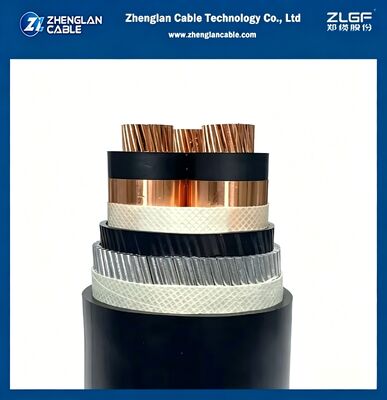 Kabel daya menengah 6.35/11KV CU/SC/XLPE/SC/CTS/PVC/SWA/PVC 3x120mm2 kawat baja konduktor tembaga lapis baja