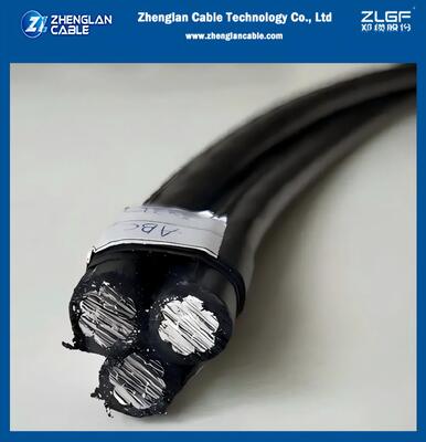 0.6/1kV Kabel ABC Triplex Terisolasi 2×1/0AWG+1/0AWG AAC/XLPE + AAAC/XLPE Kabel Udara Self-Supporting
