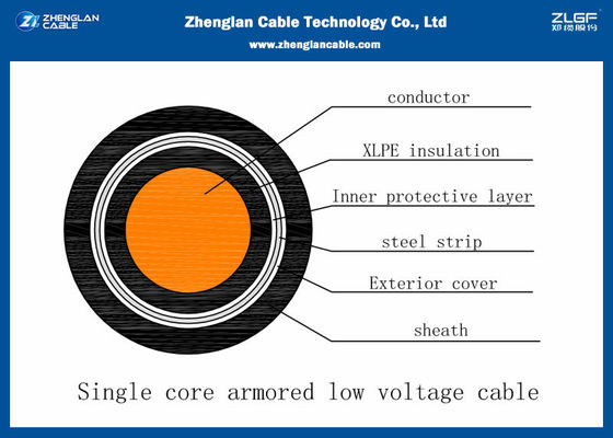Luas Nominal :10~630mm2 Kabel Isolasi Inti Tunggal 0.6/1KV LV / Kabel Daya Berpelindung（CU/PVC/XLPE/STA/NYBY/N2XBY)）