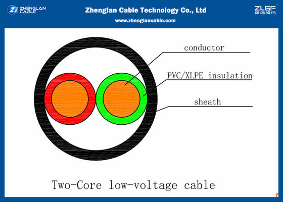 (2*1.5~2*240mm2) Kabel Listrik Tegangan Rendah 0,6/1KV 2C yang Tidak Berperisai Dengan Konduktor CU Terisolasi PVC (CU/PVC/NYY/N2XY)